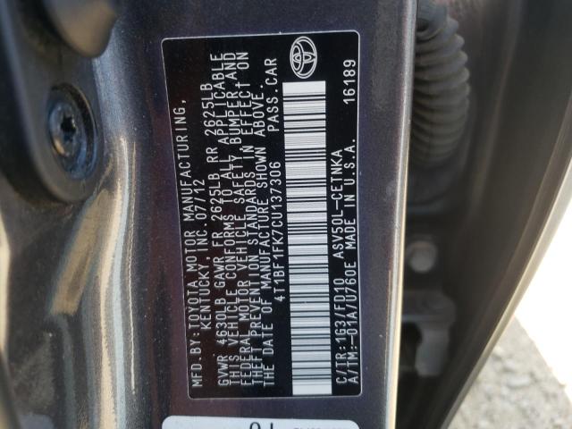 Photo 9 VIN: 4T1BF1FK7CU137306 - TOYOTA CAMRY BASE 