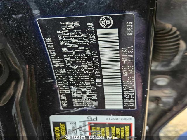 Photo 8 VIN: 4T1BF1FK7CU517472 - TOYOTA CAMRY 