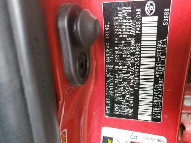 Photo 11 VIN: 4T1BF1FK7CU529962 - TOYOTA CAMRY BASE 