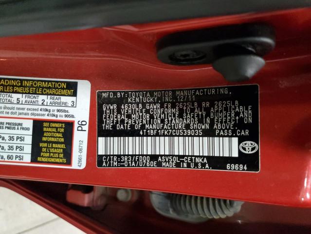 Photo 11 VIN: 4T1BF1FK7CU539035 - TOYOTA CAMRY BASE 