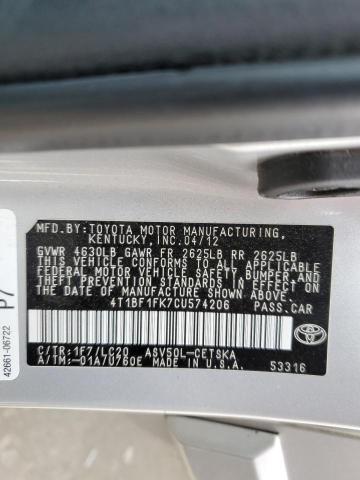 Photo 12 VIN: 4T1BF1FK7CU574206 - TOYOTA CAMRY BASE 