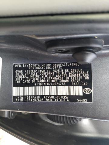 Photo 9 VIN: 4T1BF1FK7CU574755 - TOYOTA CAMRY BASE 