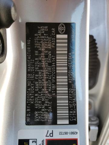 Photo 11 VIN: 4T1BF1FK7CU594147 - TOYOTA CAMRY BASE 