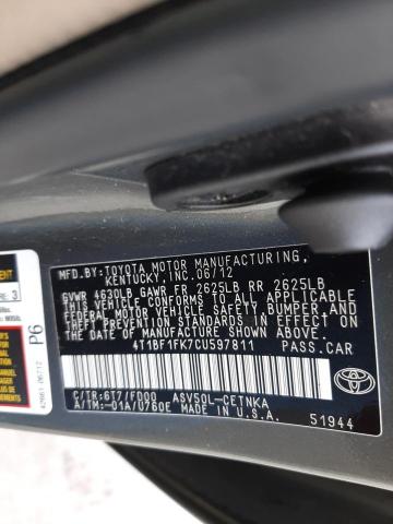 Photo 9 VIN: 4T1BF1FK7CU597811 - TOYOTA CAMRY BASE 