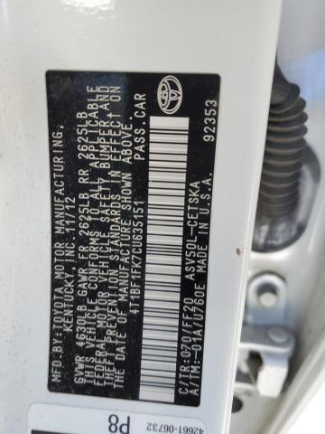 Photo 11 VIN: 4T1BF1FK7CU635151 - TOYOTA CAMRY 