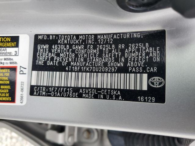 Photo 11 VIN: 4T1BF1FK7DU209297 - TOYOTA CAMRY L 