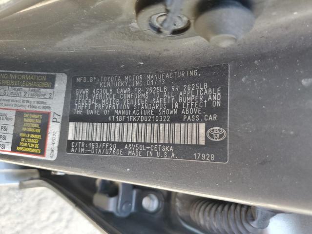 Photo 11 VIN: 4T1BF1FK7DU210322 - TOYOTA CAMRY L 