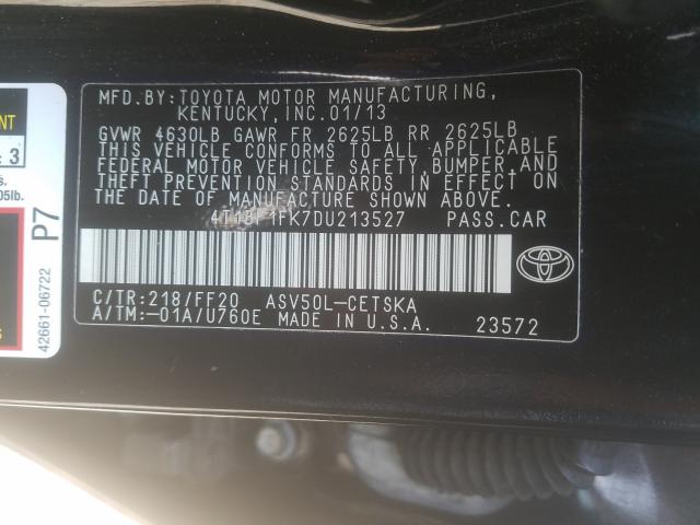 Photo 9 VIN: 4T1BF1FK7DU213527 - TOYOTA CAMRY L 