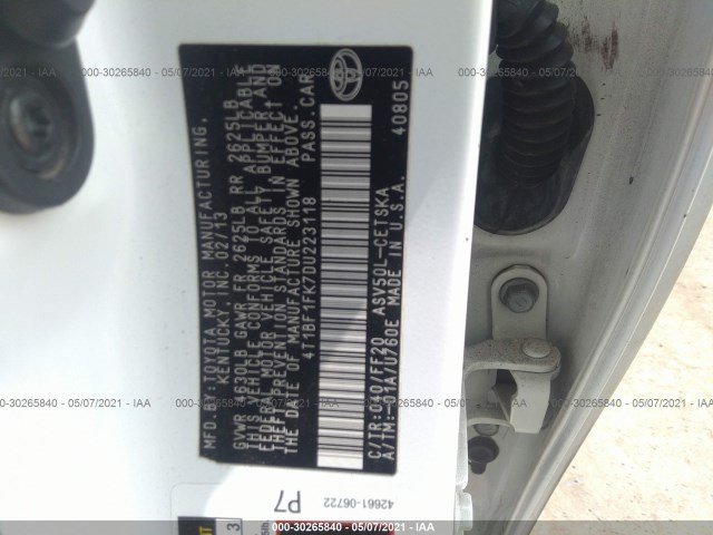 Photo 8 VIN: 4T1BF1FK7DU223118 - TOYOTA CAMRY 