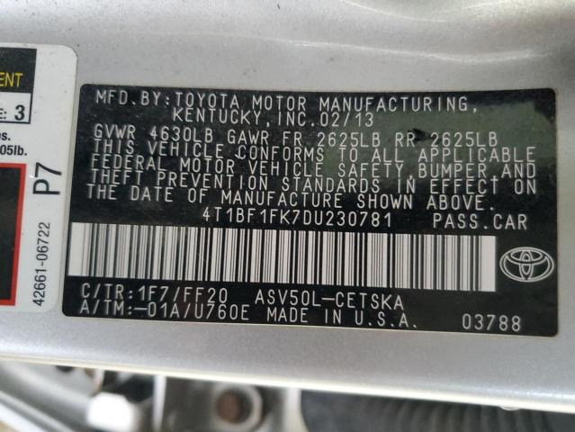 Photo 11 VIN: 4T1BF1FK7DU230781 - TOYOTA CAMRY L 