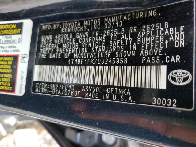 Photo 11 VIN: 4T1BF1FK7DU245958 - TOYOTA CAMRY L 