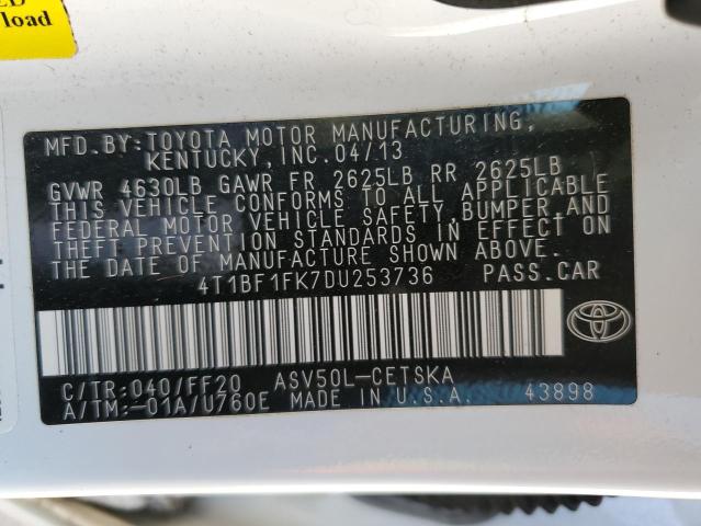 Photo 11 VIN: 4T1BF1FK7DU253736 - TOYOTA CAMRY L 