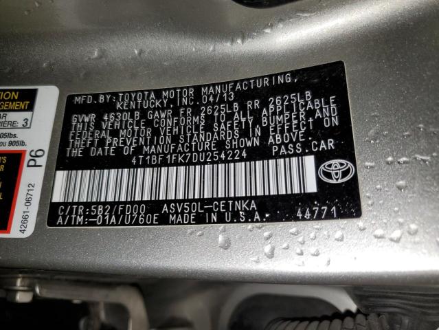 Photo 11 VIN: 4T1BF1FK7DU254224 - TOYOTA CAMRY 