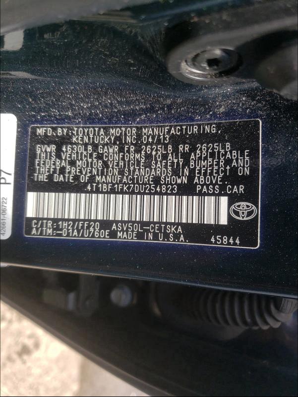 Photo 9 VIN: 4T1BF1FK7DU254823 - TOYOTA CAMRY L 