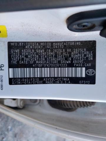 Photo 9 VIN: 4T1BF1FK7DU261223 - TOYOTA CAMRY L 