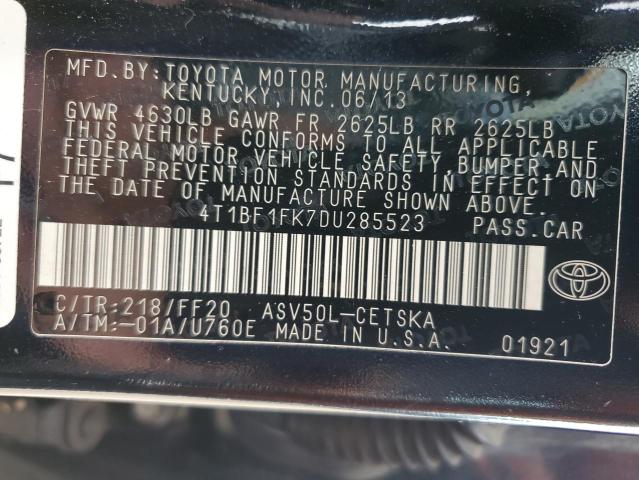 Photo 11 VIN: 4T1BF1FK7DU285523 - TOYOTA CAMRY L 