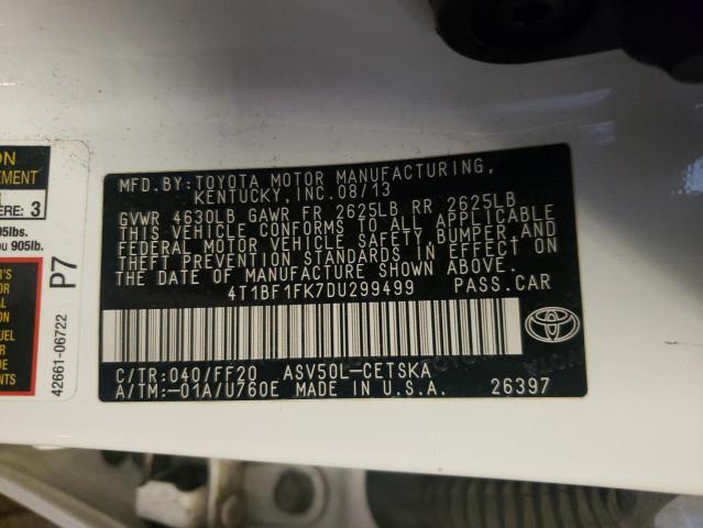 Photo 9 VIN: 4T1BF1FK7DU299499 - TOYOTA CAMRY L 