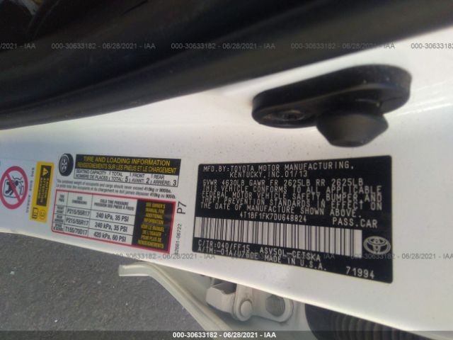 Photo 8 VIN: 4T1BF1FK7DU648824 - TOYOTA CAMRY 