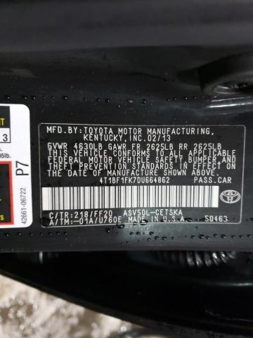 Photo 9 VIN: 4T1BF1FK7DU664862 - TOYOTA CAMRY L 