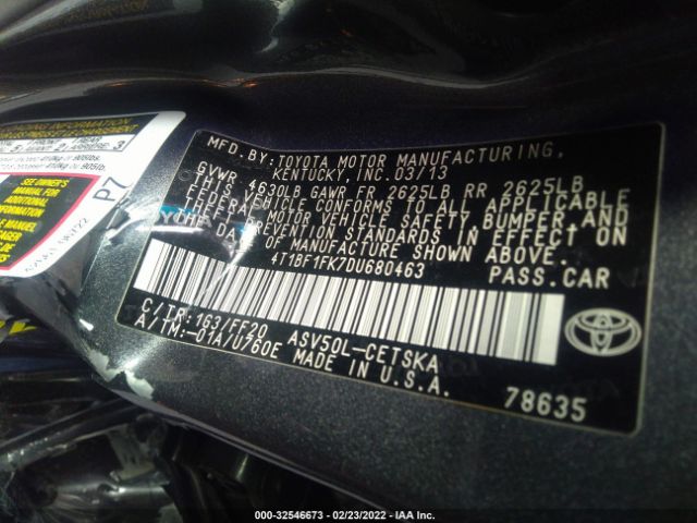 Photo 8 VIN: 4T1BF1FK7DU680463 - TOYOTA CAMRY 