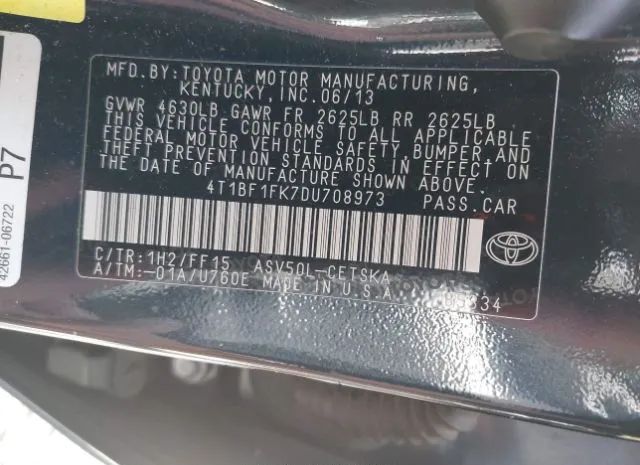 Photo 8 VIN: 4T1BF1FK7DU708973 - TOYOTA CAMRY 