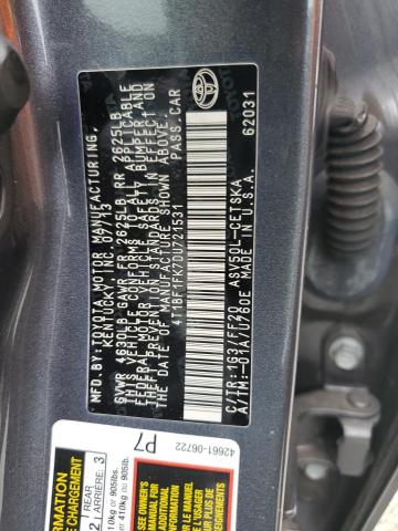 Photo 11 VIN: 4T1BF1FK7DU721531 - TOYOTA CAMRY L 