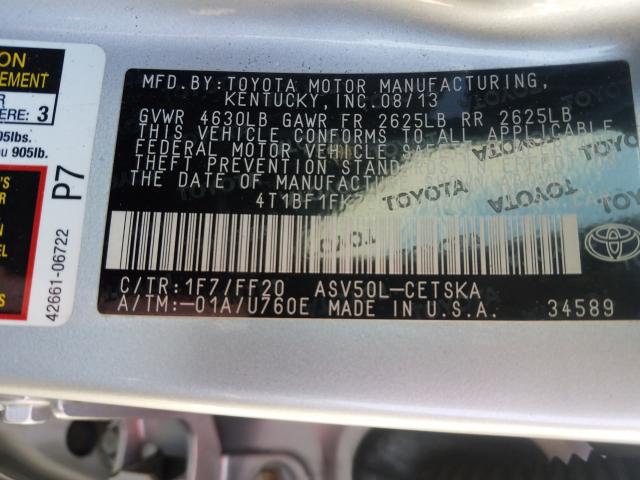 Photo 9 VIN: 4T1BF1FK7EU304671 - TOYOTA CAMRY L 