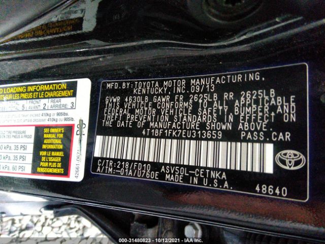 Photo 8 VIN: 4T1BF1FK7EU313659 - TOYOTA CAMRY 