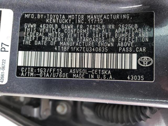 Photo 9 VIN: 4T1BF1FK7EU340635 - TOYOTA CAMRY L 