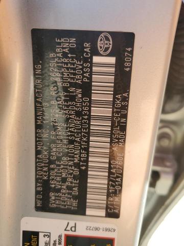 Photo 12 VIN: 4T1BF1FK7EU343650 - TOYOTA CAMRY L 