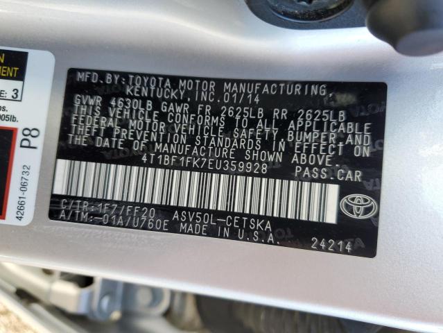 Photo 12 VIN: 4T1BF1FK7EU359928 - TOYOTA CAMRY 