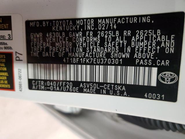 Photo 11 VIN: 4T1BF1FK7EU370301 - TOYOTA CAMRY L 