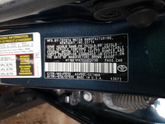 Photo 9 VIN: 4T1BF1FK7EU372730 - TOYOTA CAMRY L 