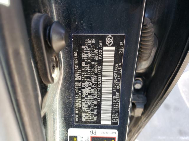 Photo 9 VIN: 4T1BF1FK7EU392766 - TOYOTA CAMRY L 