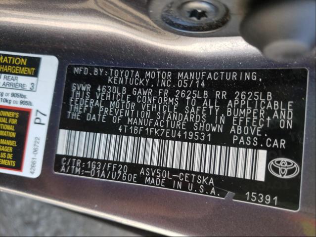 Photo 9 VIN: 4T1BF1FK7EU419531 - TOYOTA CAMRY L 