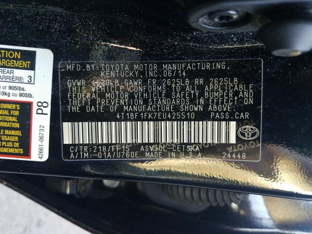 Photo 9 VIN: 4T1BF1FK7EU425510 - TOYOTA CAMRY L 