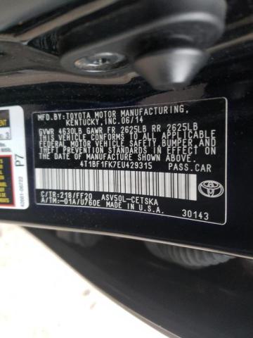 Photo 9 VIN: 4T1BF1FK7EU429315 - TOYOTA CAMRY L 