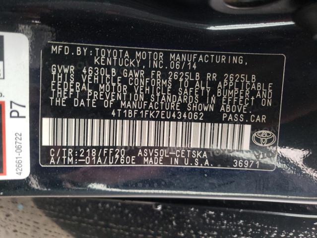 Photo 9 VIN: 4T1BF1FK7EU434062 - TOYOTA CAMRY L 