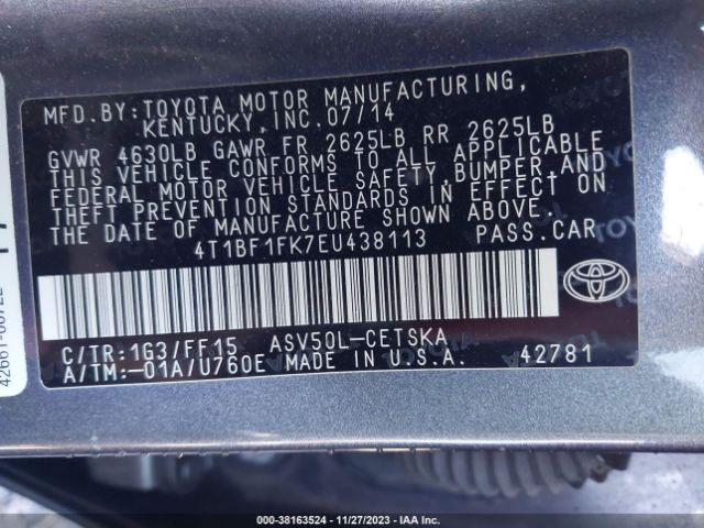 Photo 8 VIN: 4T1BF1FK7EU438113 - TOYOTA CAMRY 