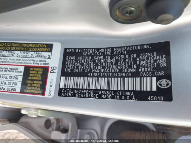 Photo 8 VIN: 4T1BF1FK7EU439679 - TOYOTA CAMRY 