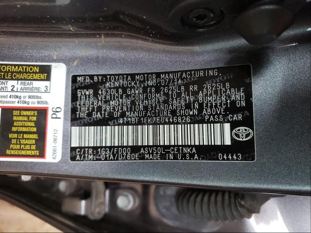 Photo 9 VIN: 4T1BF1FK7EU446826 - TOYOTA CAMRY L 