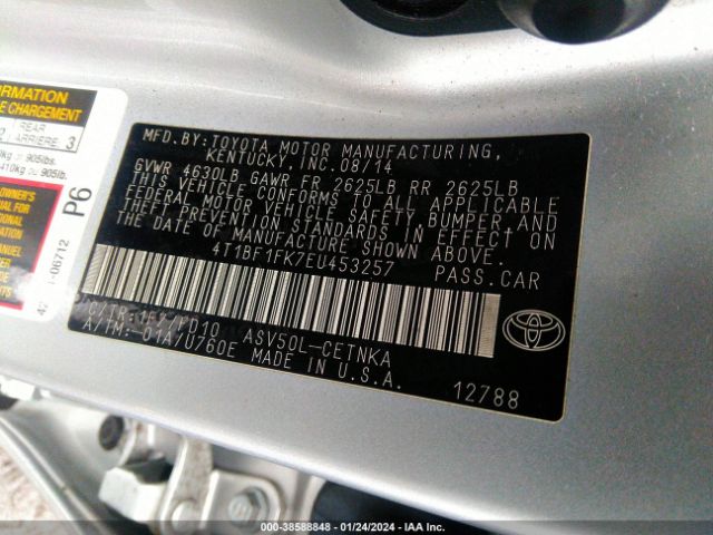 Photo 8 VIN: 4T1BF1FK7EU453257 - TOYOTA CAMRY 