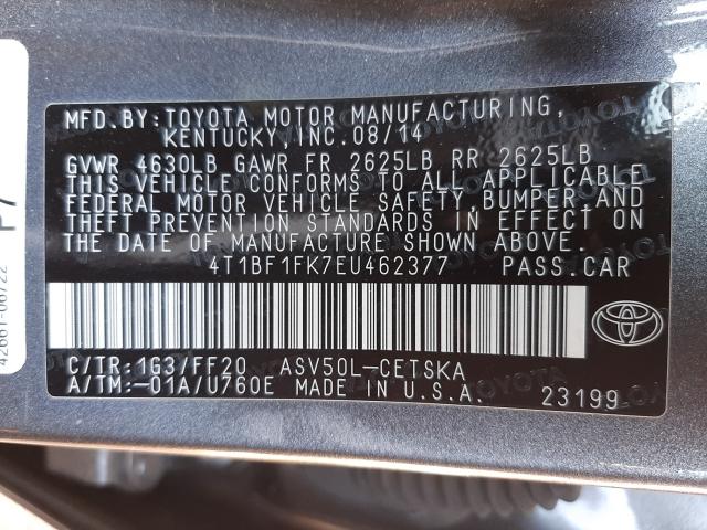 Photo 9 VIN: 4T1BF1FK7EU462377 - TOYOTA CAMRY L 