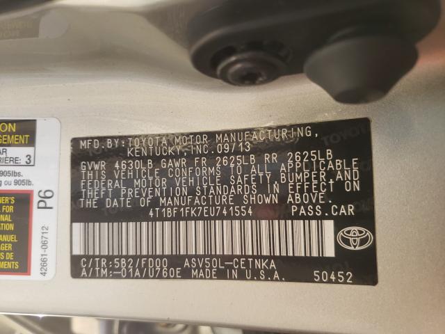 Photo 9 VIN: 4T1BF1FK7EU741554 - TOYOTA CAMRY L 