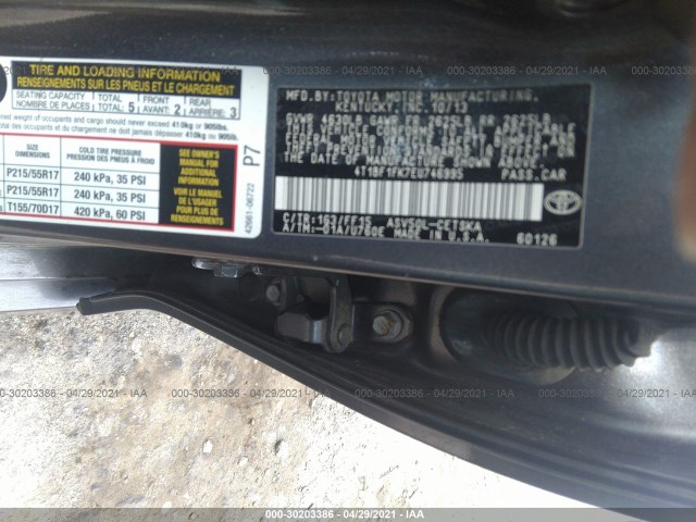 Photo 8 VIN: 4T1BF1FK7EU746995 - TOYOTA CAMRY 