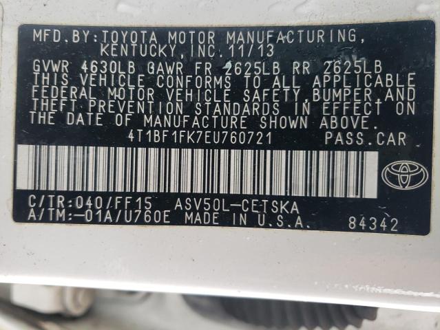 Photo 11 VIN: 4T1BF1FK7EU760721 - TOYOTA CAMRY 