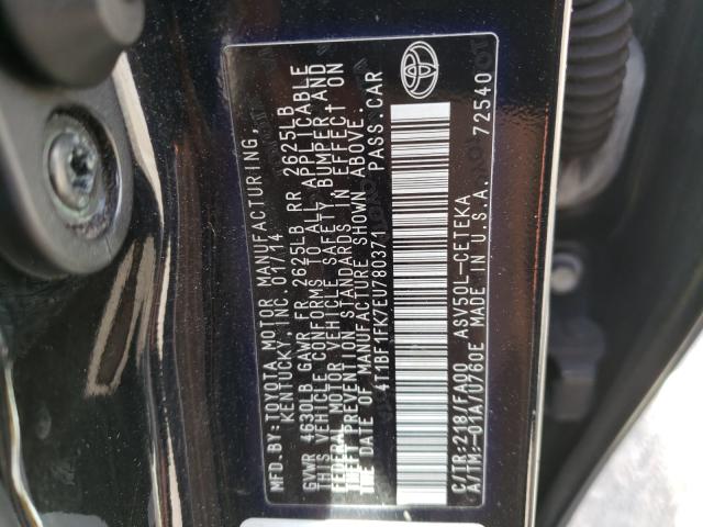 Photo 9 VIN: 4T1BF1FK7EU780371 - TOYOTA CAMRY L 