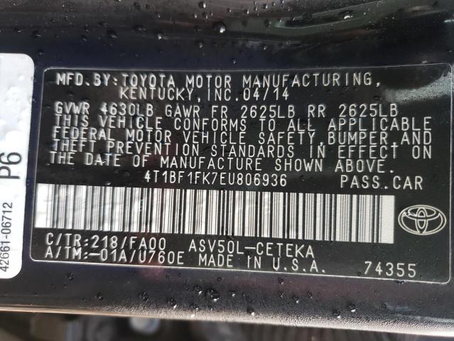 Photo 9 VIN: 4T1BF1FK7EU806936 - TOYOTA CAMRY L 