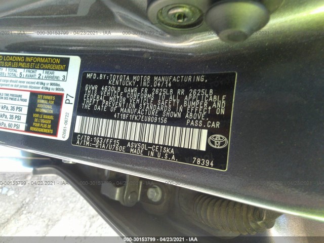 Photo 8 VIN: 4T1BF1FK7EU809156 - TOYOTA CAMRY 