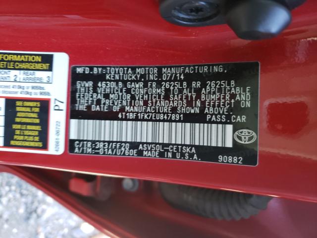 Photo 9 VIN: 4T1BF1FK7EU847891 - TOYOTA CAMRY L 